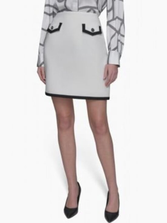 KARL LAGERFELD PARIS Business/Casual Color Block Stretch Blend Mini Skirt NWT - Picture 1 of 6